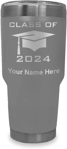 Vista 19 de LaserGram Vaso aislado al vacío de 20 onzas, grado de tapa clase de 2024, 2025, 2026, 2027, 2028, grabado personalizado incluido (negro)