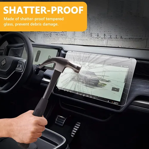 Vista 5 de Protector de pantalla de vidrio templado compatible con Rivian R1T R1S 2022, 2023, 2024, 2025, accesorios interiores para salpicadero, pantalla