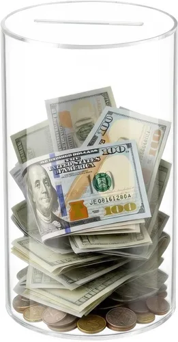 Vista 15 de Alcancía transparente para adultos/niños, caja de dinero de acrílico que no se puede abrir para ahorrar dinero en efectivo y monedas, debe romperse