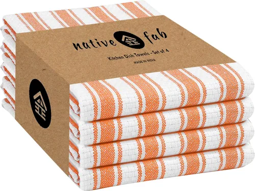 Vista 27 de Native Fab Toallas de Cocina de Algodón 100% Beige - 16x26 pulgadas - Juego de 12 - Toallas de Platos con Tejido de Canasta a Rayas para Limpiar