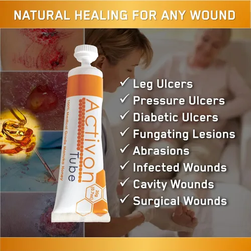 Vista 3 de Activon Tubo de gel de miel de manuka 100% de grado médico, curación natural de heridas, 0.71 oz, paquete de 1