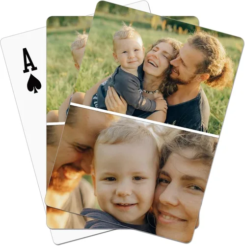 Vista 6 de Cartas de juego con fotos personalizadas: cartas personalizadas con fotos, regalo personalizado para fiestas, bodas y más (estilo 3 (3 fotos))