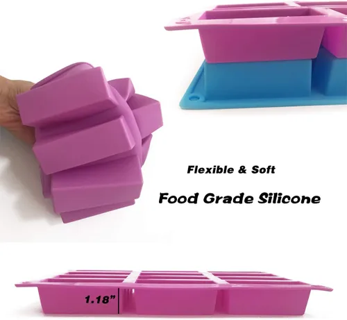Vista 4 de Juego de 2 moldes rectangulares de silicona, 12 cavidades, para hacer barras de proteínas, barras energéticas, pan de caramelo, pan, muffins