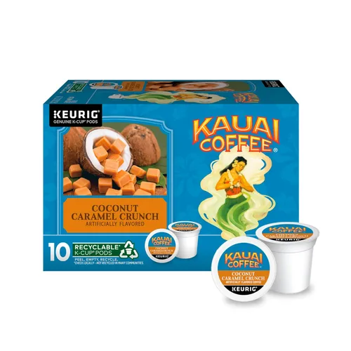 Vista 25 de Kauai Coffee Cápsulas K-Cup para cafeteras Keurig, café arábica, 10% hawaiano, tostado medio, aroma brillante con notas florales, descafeinado, 1