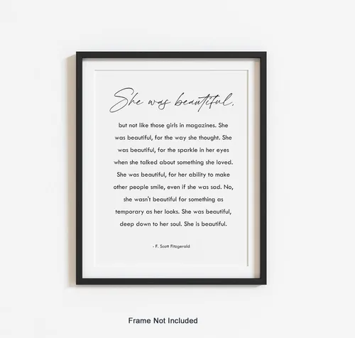 Vista 7 de She Was Beautiful - Arte de pared con cita de F. Scott Fitzgerald, regalo de aliento para mujeres, adolescentes, niñas, hijas, amigas, póster