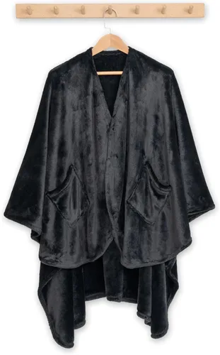 Vista 9 de Berkshire Blanket Primalush® Manta portátil, Capa de felpa con bolsillos y acogedora para estar en casa, ideal para adultos y adolescentes, Negro