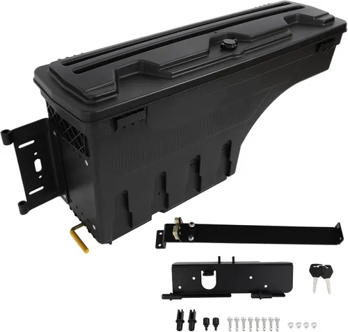 Vista 7 de Caja de almacenamiento para caja de camión, tapa con cerradura con llave, almacenamiento de caja de camioneta, compatible con Toyota para Tundra