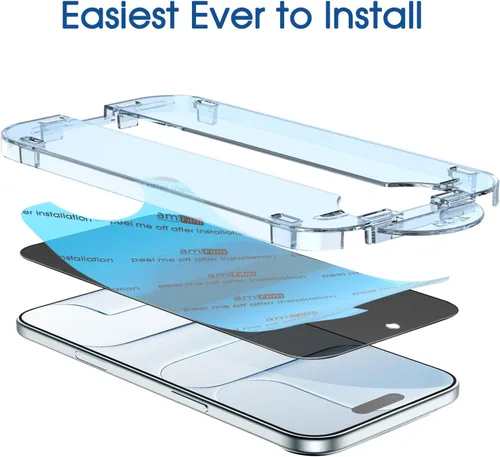 Vista 4 de amFilm Protector de pantalla OneTouch Privacy para iPhone Air 17 de 6.5'' + Protector de lente de cámara Instalación con alineación automática