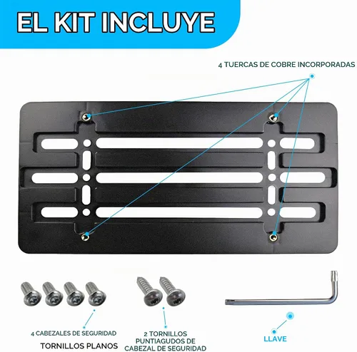 Vista 5 de Soporte de placa de parachoques delantero para Hyundai y Kia 2000-2025, juego de soportes de placa con 6 tornillos únicos y kit de llave, kit