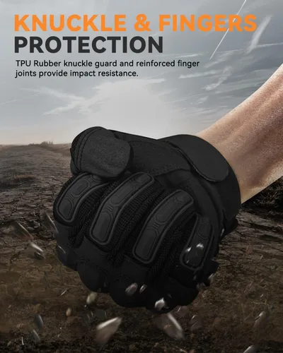 Vista 2 de KUMGIM Guantes tácticos para hombre, guantes militares de combate para motocicleta, guantes negros Airsoft para pantalla táctil para Airsoft al aire