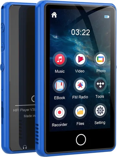 Vista 9 de Reproductor de MP3 para niños, reproductor MP3 Bluetooth de 80 GB, reproductor de música digital portátil HiFi Sound Formato de video completo, Negro