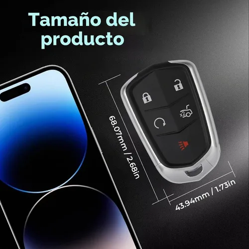 Vista 7 de HelloAuto Funda para llavero compatible con Cadillac XT5 ATS CTS SRX XTS Escalade de 5 botones sin llave (HYQ2AB HYQ2EB)