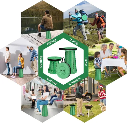 Vista 6 de Qiguet Taburete plegable, silla plegable, silla portátil mejorada con capacidad de carga de 400 libras, taburete portátil para camping, pesca