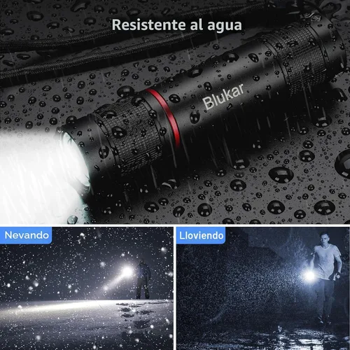 Vista 8 de Blukar Linterna recargable, linterna de alto lúmenes, linterna LED pequeña súper brillante - Con zoom, brillo ajustable, de larga duración