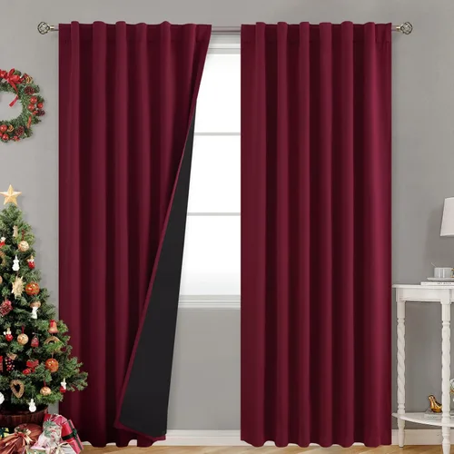 Vista 13 de BGment Cortinas 100% opacas beige de 63 pulgadas de largo con forro aislante térmico, bolsillo para varilla y lengüeta trasera de doble capa