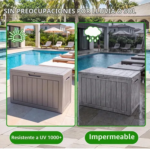 Vista 3 de EasyUp - Caja de almacenamiento para exteriores de 50 galones, impermeable, con cerradura 2-Gris