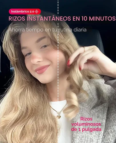 Vista 6 de Rizador Inalámbrico Automático TYMO - TYMO CurlGo de 1 Pulgada, Rizador Giratorio de Varilla para Ondas de Playa, Rizadores de Pelo Portátiles