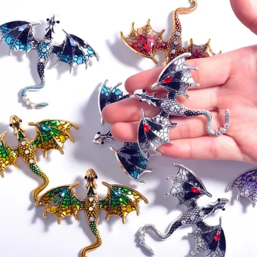 Vista 5 de stino Juego de 10 colgantes de dragón de metal 3D para collares y fabricación de joyas