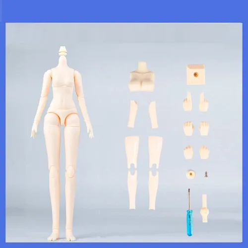 Vista 8 de Mini cuerpo de muñeca YMY escala 1/6 de 8.6 pulgadas/9.4 pulgadas, cuerpo femenino YMY22/YMY24 PVC+POM busto de dos tamaños, color de piel Whity