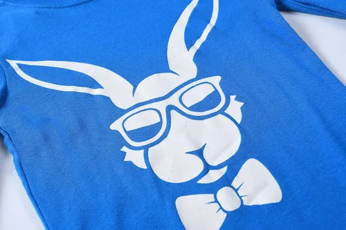 Vista 3 de Joyond Pijama de Pascua para niños y niñas, pijama de conejo para niños pequeños, ropa de algodón ajustada, conjunto de ropa de dormir larga