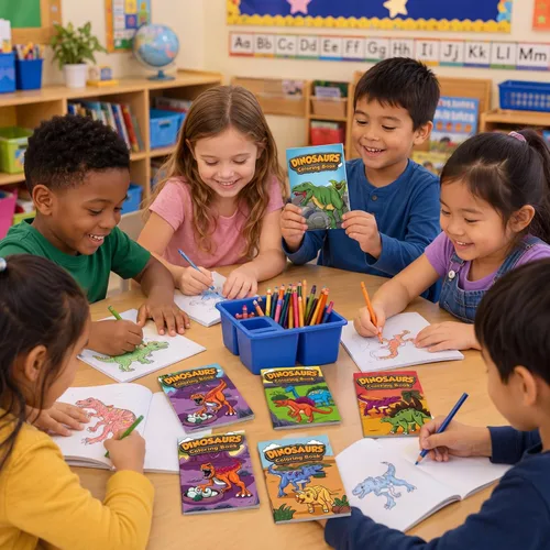 Vista 6 de Nezyo Paquete de 24 mini libros para colorear de dinosaurios a granel, pequeños folletos de actividades con 84 diseños, 14 páginas cada uno