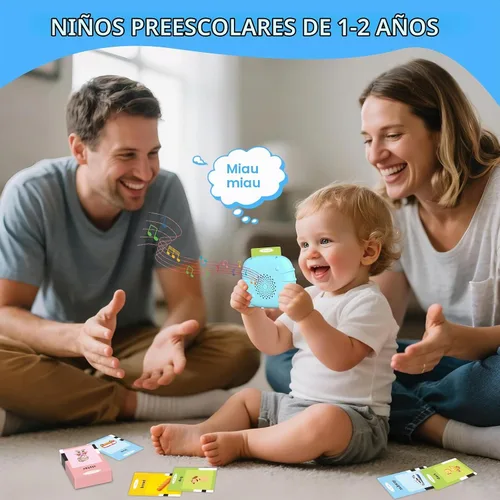 Vista 3 de Tarjetas flash parlantes para niños y niñas de 1, 2, 3, 4, 5 años, dispositivo de aprendizaje sensorial de idiomas con 224 palabras visuales
