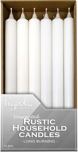 Vista 9 de Hyoola Velas de cena de 10 pulgadas – Paquete de 12 velas blancas altas sin perfume rústicas de larga combustión
