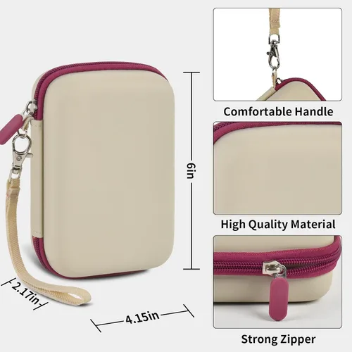 Vista 4 de PAIYULE Travel Case Compatible with RG353V/ RG353VS/ R36S Retro Handheld Game Console, Handheld Emulator Storage Holder Organizer, Android Game Beige