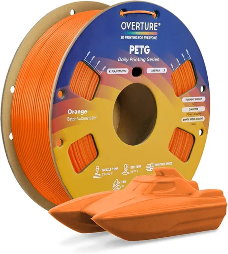 Vista 42 de OVERTURE - Filamento PETG de 1/16 de pulgada (1.75 mm) para impresora 3D y FDM, bien enrollado, duradero, carrete de 4.4 libras, dureza firme