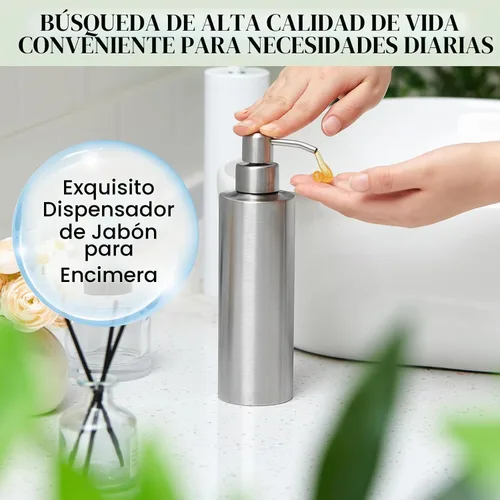 Vista 6 de Dispensador de jabón grande de acero inoxidable de 11.8 oz / 350 ml para cocina (2 unidades)