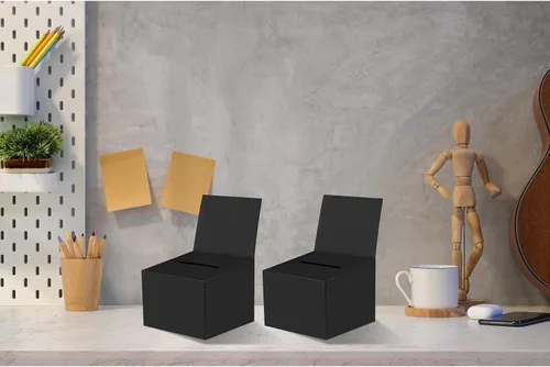 Vista 7 de Paquete de 6 cajas de sugerencias para rifas con ranura, cajas de cartón de 6.5 x 4.5 x 4.5 pulgadas con ranura para boletos y cabecera extraíble
