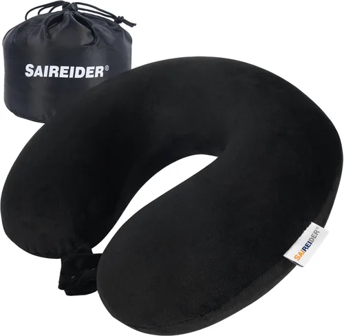 Vista 15 de SAIREIDER Almohada de viaje de espuma viscoelástica 100% pura, almohada de viaje para el cuello, almohada de avión para viajes, automóvil, hogar