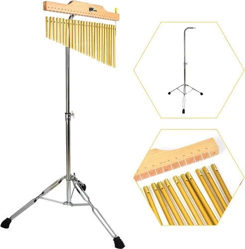 Vista 2 de ENNBOM Campanillas de barra con soporte ajustable para 25 notas 36 notas, campanillas de viento de una hilera, instrumento de percusión musical