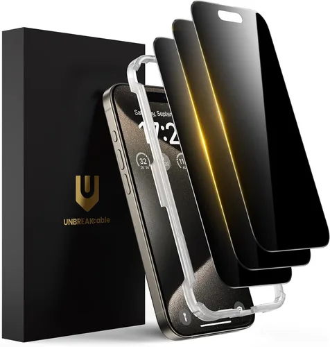 Vista 11 de UNBREAKcable Protector de pantalla de privacidad para iPhone 15-3 Pack