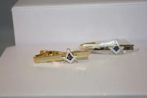 Vista 2 de FREEMASON Albañiles Masonic Gold Tone Tie Bar Clip