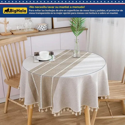 Vista 5 de Protector de mesa de madera para muebles, manteles de plástico transparente lavable, funda protectora para escritorio, vinilo de PVC, protector