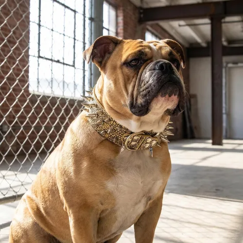 Vista 3 de Collar de perro con remaches de puyas afiladas 2 pulgadas de ancho, collares de cuero con estilo para perros medianos y grandes, Pitbull, Labrador