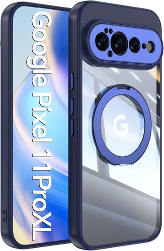 Vista 63 de 【Soporte magnético giratorio de 360°】 Funda para Google Pixel 9 【Compatible con MagSafe y Pixelsnap】 Funda con soporte de anillo 【Cristal Negro