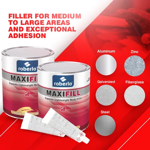 Vista 7 de Roberlo Maxifill - Relleno de cuerpo ligero superior, fácil de lijar y pintar para reparaciones de automóviles, ideal para abolladuras, agujeros