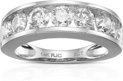 Vista 19 de VIR JEWELS Anillo de boda de diamante blanco de 1 cttw a 2 quilates para mujer, juego de canales de oro de 14 quilates, tamaño 4.5-10