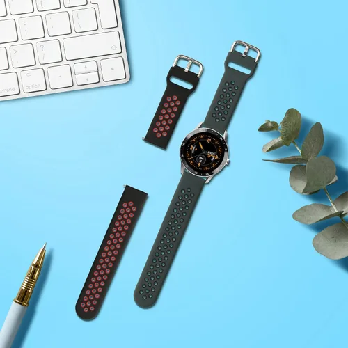 Vista 2 de kwmobile Correas compatibles con Blackview X1 Smartwatch Straps – 2 correas de silicona de repuesto – Negro/Azul Oscuro