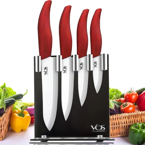 Vista 19 de Vos Juego de cuchillos de cerámica con pelador, juego de cuchillos de cerámica para cocina, juego de cuchillos de cocina ultra afilados con fundas