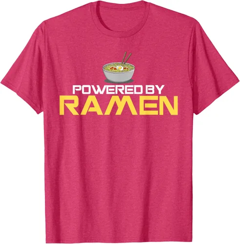 Vista 22 de Camiseta de fideos de anime japoneses Powered By Ramen, Negro, S