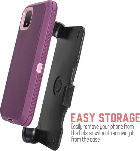 Vista 3 de Funda protectora para Google Pixel 4XL integrada, resistente a prueba de golpes, funda protectora de cuerpo completo con soporte y clip giratorio