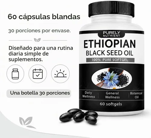 Vista 6 de Aceite de semilla negra etíope puramente nutritiva, sin OMG, sin gluten, 60