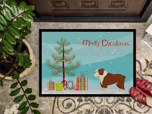 Vista 3 de Caroline's Treasures CK3536JMAT - Felpudo de árbol de Navidad con diseño de bulldog inglés, 24 x 36 pulgadas, para interiores y exteriores