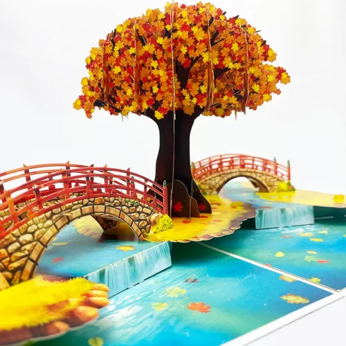 Vista 9 de Tarjeta de felicitación desplegable 3D – Tarjeta de pesca hecha a mano con lubina saltarina y lago escénico – Día del Padre, cumpleaños, jubilación