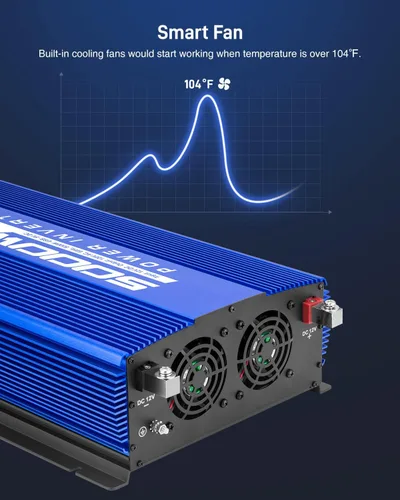 Vista 5 de Inversor de corriente de 5000 W de 12 V a 110 V con 4 salidas de CA, 2 puertos USB para campamento/camión/RV/hogar