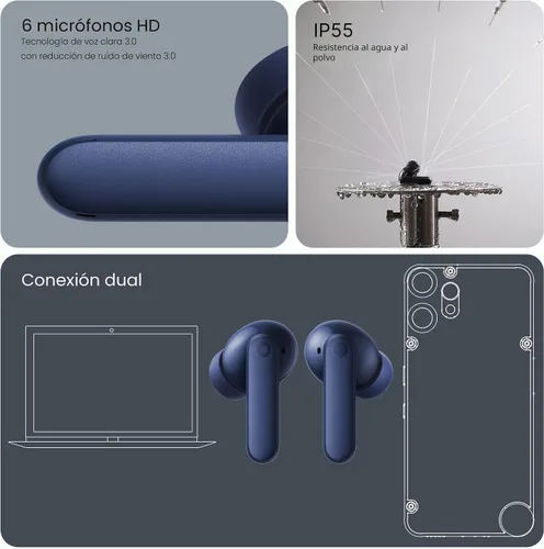 Vista 5 de CMF Buds 2 Plus 2025 Nuevos Auriculares Inalámbricos con Cancelación de Ruido Adaptativa, Auriculares Bluetooth de Audio de Alta Resolución