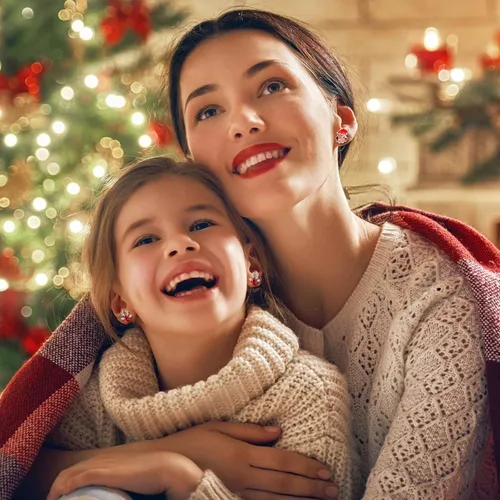 Vista 3 de Juego de 20 pares de aretes de Navidad para mujer, campanas de árbol de Navidad, lazos de copo de nieve, aretes de tuerca de Navidad para niñas